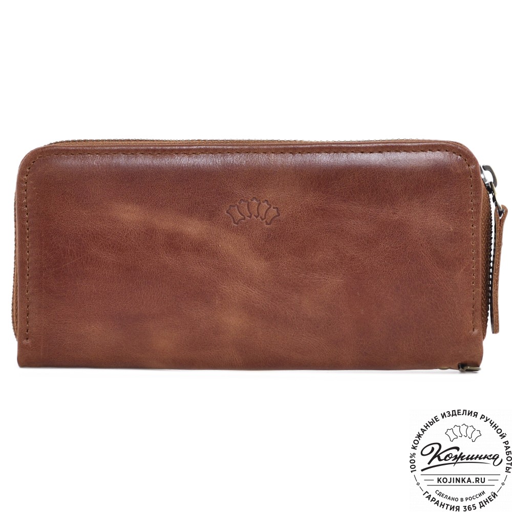  Кожаное портмоне Амстердам (рыжий антик)